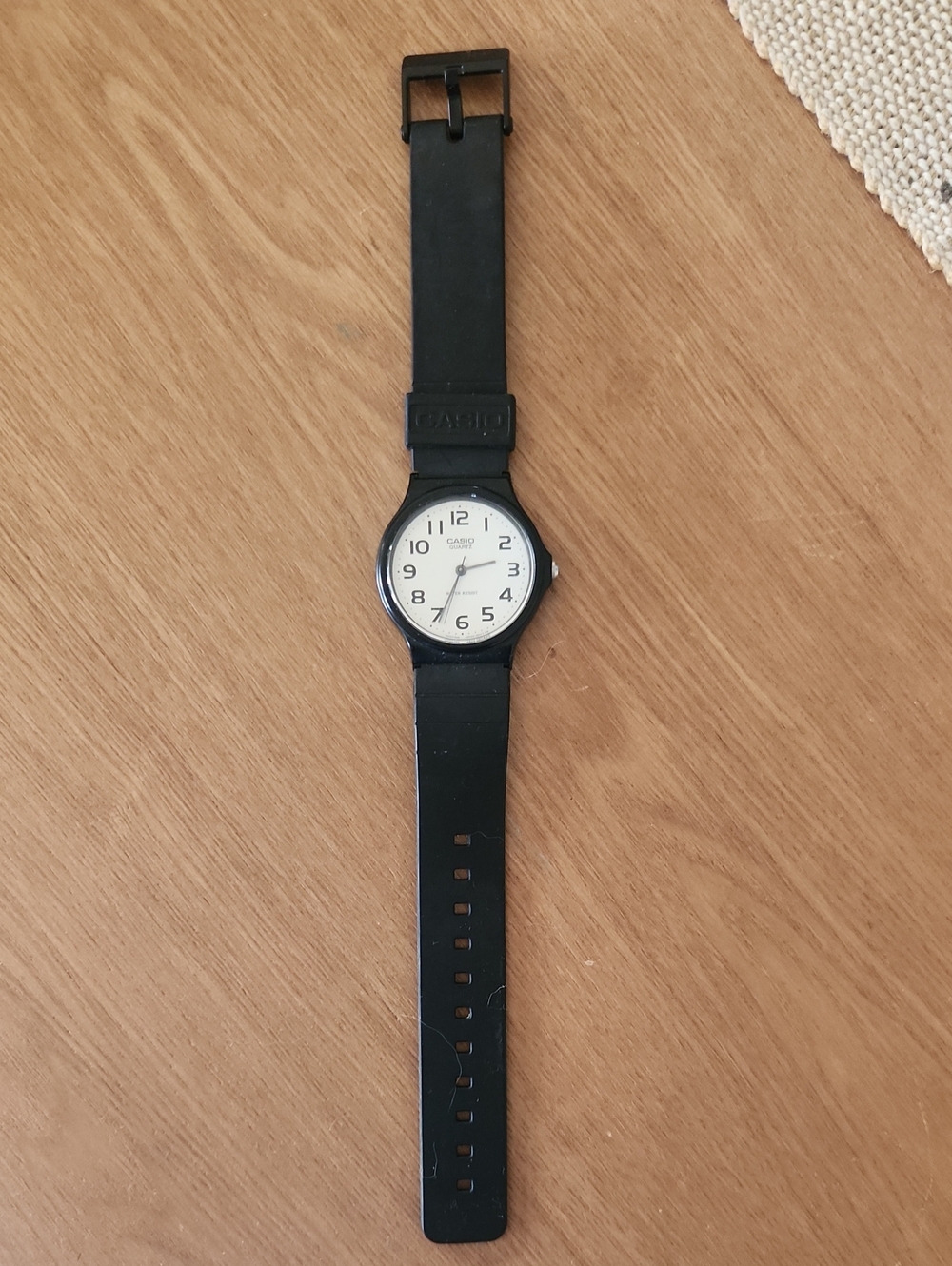 Casio Black Resin Strap Watch with White Dial